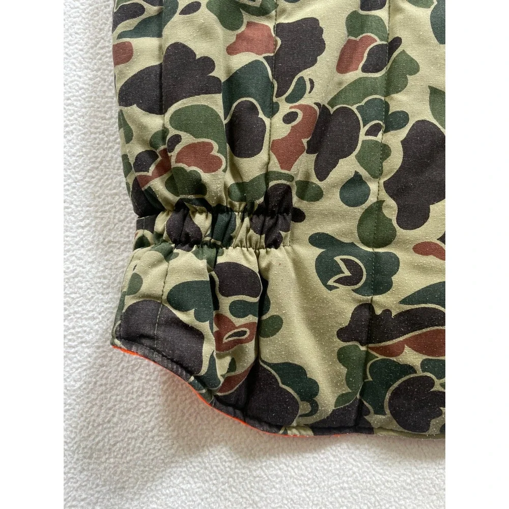 80s Walls USA Mens Large Hunting Vest Camo Orange Reversible Insulated Duck